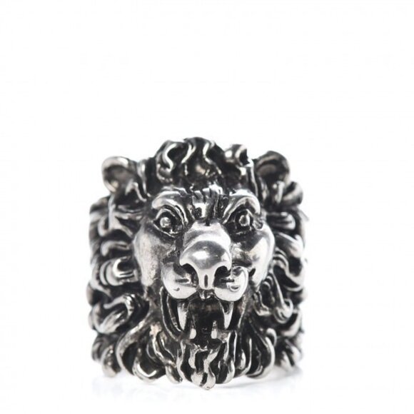NEW Authentic Gucci Lion Head Crystal Ring In Silver Sz 13 IT 6.5 US S - Picture 1 of 9